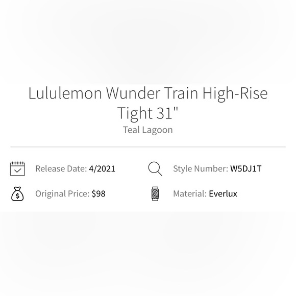 Lululemon Wunder Train High-Rise Tight 31" - Teal Lagoon - Picture 6 of 15